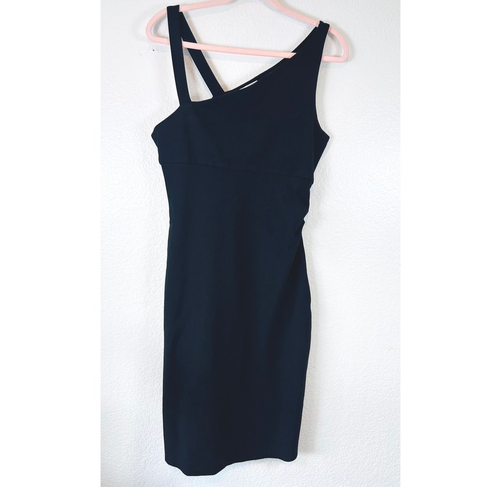 Diane von Furstenberg DVF Nomie Black Asymmetric Multi Strap Sheath Dress SZ M - Picture 2 of 9